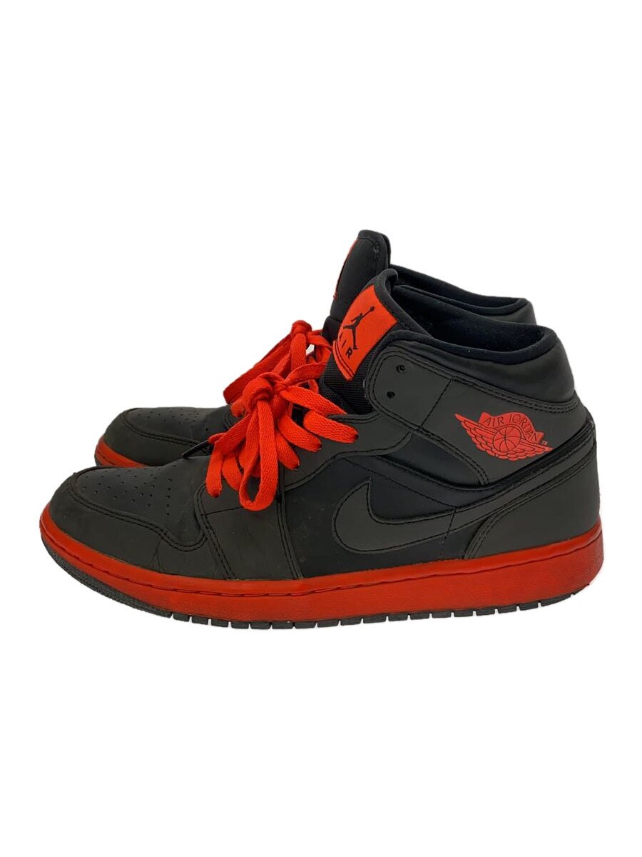 NIKE◆AIR JORDAN 1 MID/エアジョーダンミッド/ブラック/554724-043/27cm/BLK