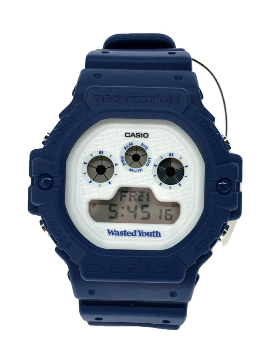 【中古】CASIO◆腕時計/デジタル/ラバー/ホワイト/ブルー/SS/DW-5900WY/×Wasted Youth/カシオ【服飾雑貨他】