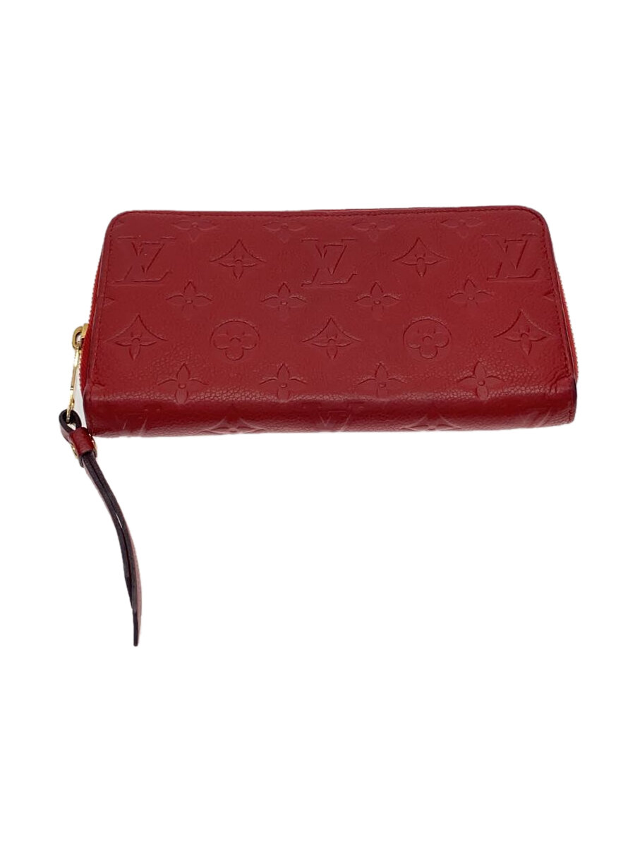 【中古】LOUIS VUITTON◆ジッピー・ウォレット_モノグラム・アンプラント_RED/牛革/RED/レディース【服飾雑貨他】