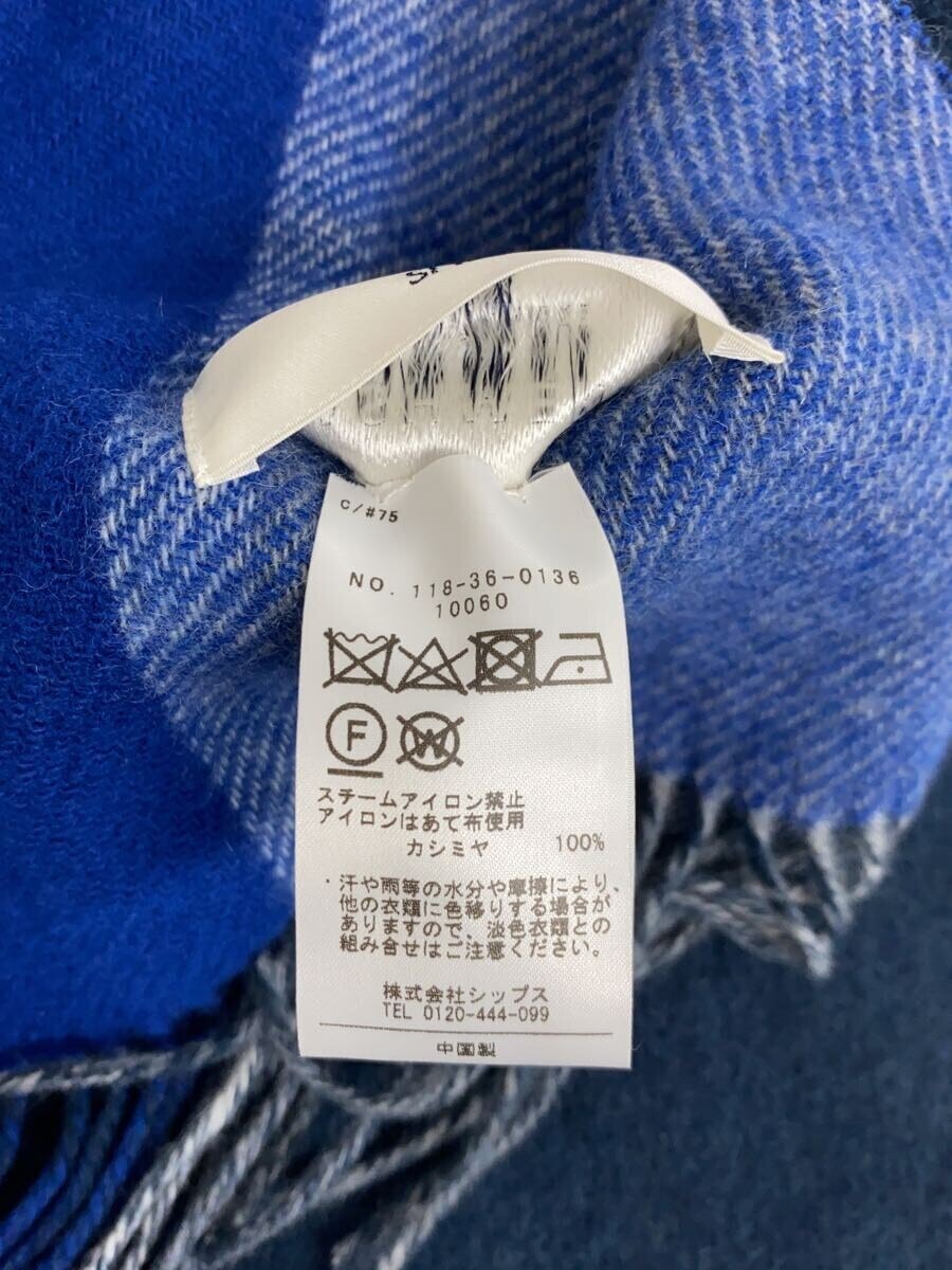 【中古】SHIPS◆マフラー/カシミア/BLU/チェック/メンズ【服飾雑貨他】
