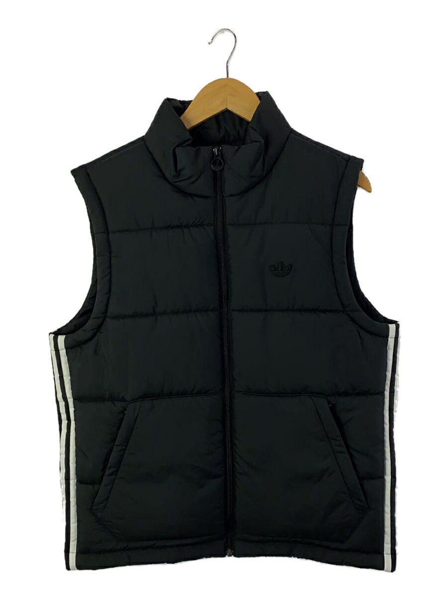 【中古】adidas◆PADDED PUFFER VEST/タグ付/L/ポリエステル/BLK/GE1296【メンズウェア】