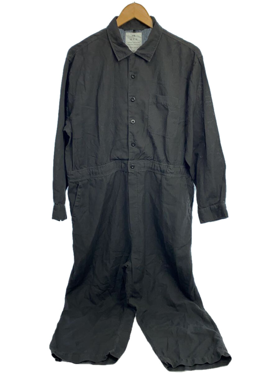 【中古】HARROW TOWN STORES◆オールインワン/44/コットン/ブラック/無地/使用感有り/ハロータウンストアーズ【メンズウェア】