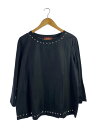 【中古】MAX MARA STUDIO◆ビジューラウンドネックトップ/XL/コットン/BLK/697602720700【レディースウェア】