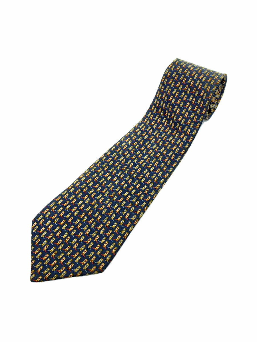 【中古】Salvatore Ferragamo◆ネクタイ/シルク/NVY/メンズ【服飾雑貨他】