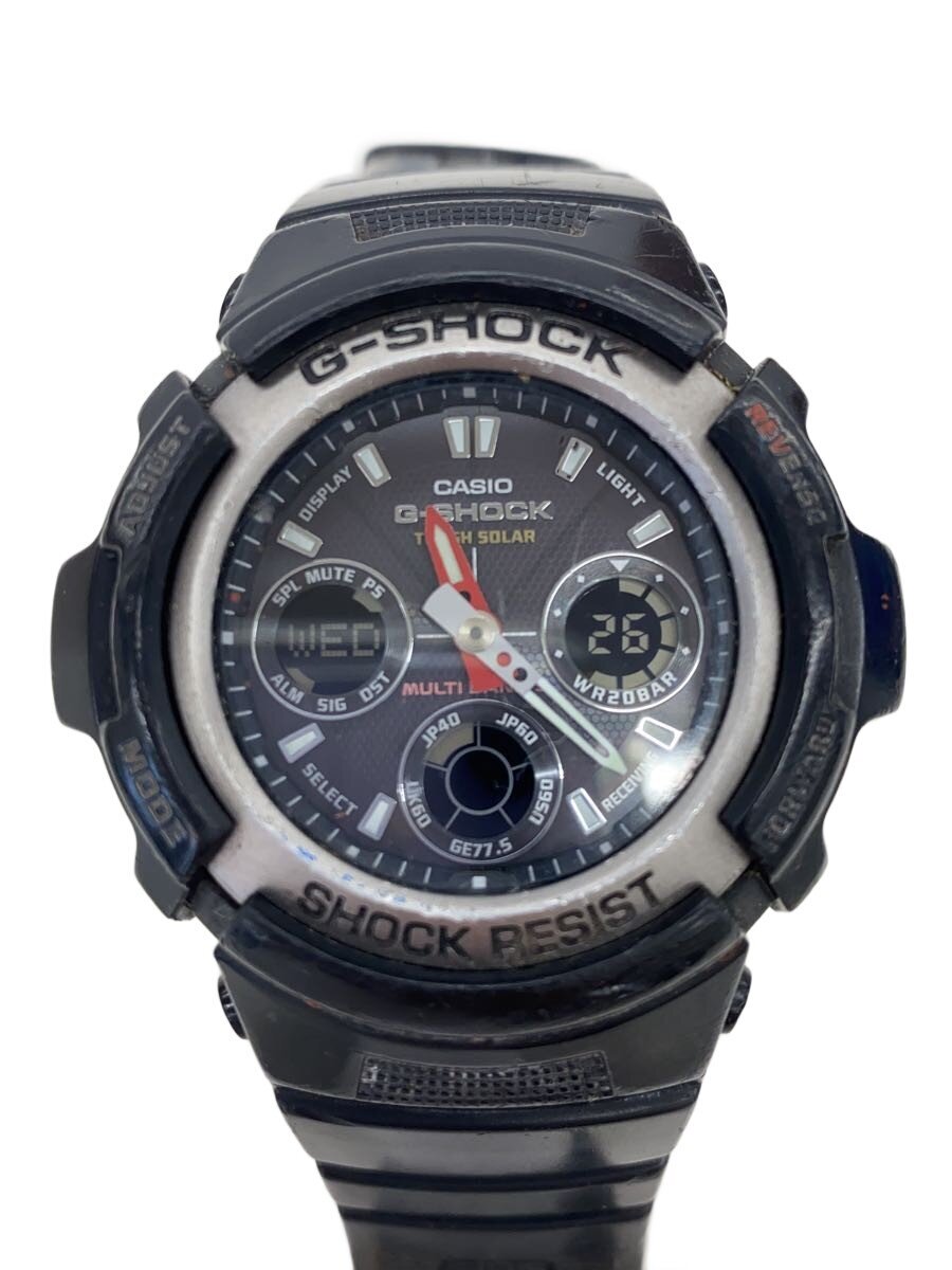 【中古】CASIO◆ソーラー腕時計・G-SHOCK/デジアナ/BLK【服飾雑貨他】