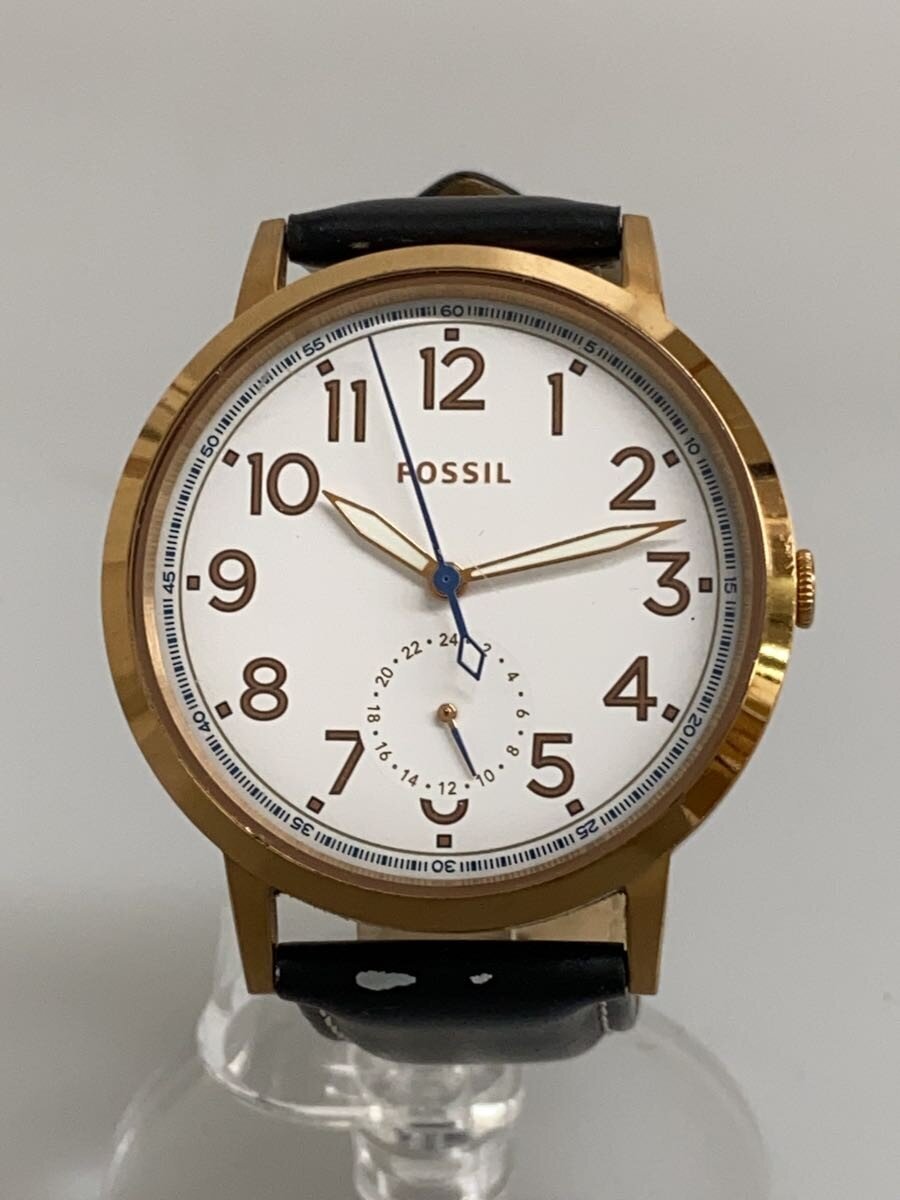 FOSSIL - 【中古】FOSSIL◆クォーツ腕時計/アナログ/レザー/WHT/BLK/SS/ES4062【服飾雑貨他】