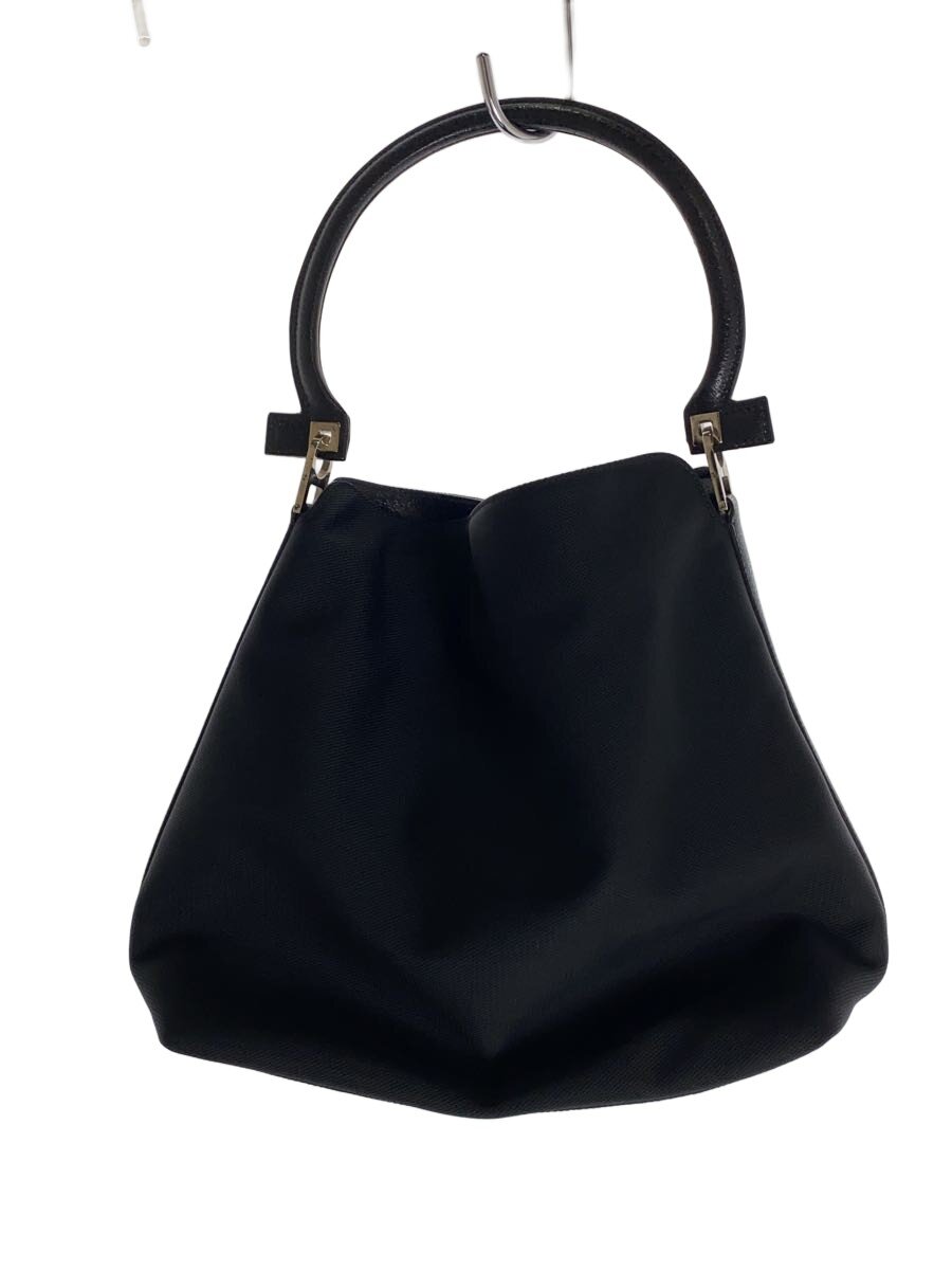 FERRAGAMO - 【中古】Salvatore Ferragamo◆ガンチーニ/ハンドバッグ/ナイロン/BLK/AU-21-2426【バッグ】
