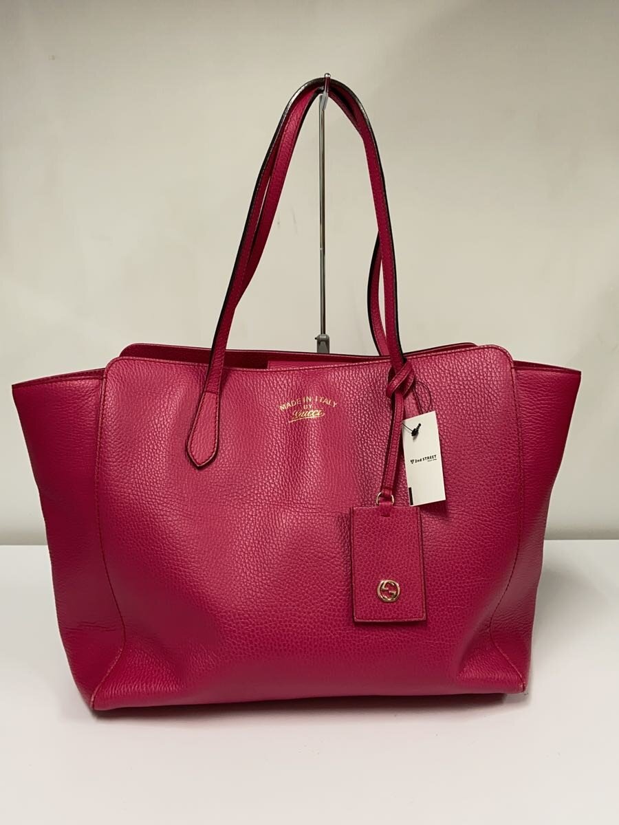 GUCCI - 【中古】GUCCI◆GUCCI グッチ ラージ・トートバッグ_スウィング/レザー/PNK【バッグ】