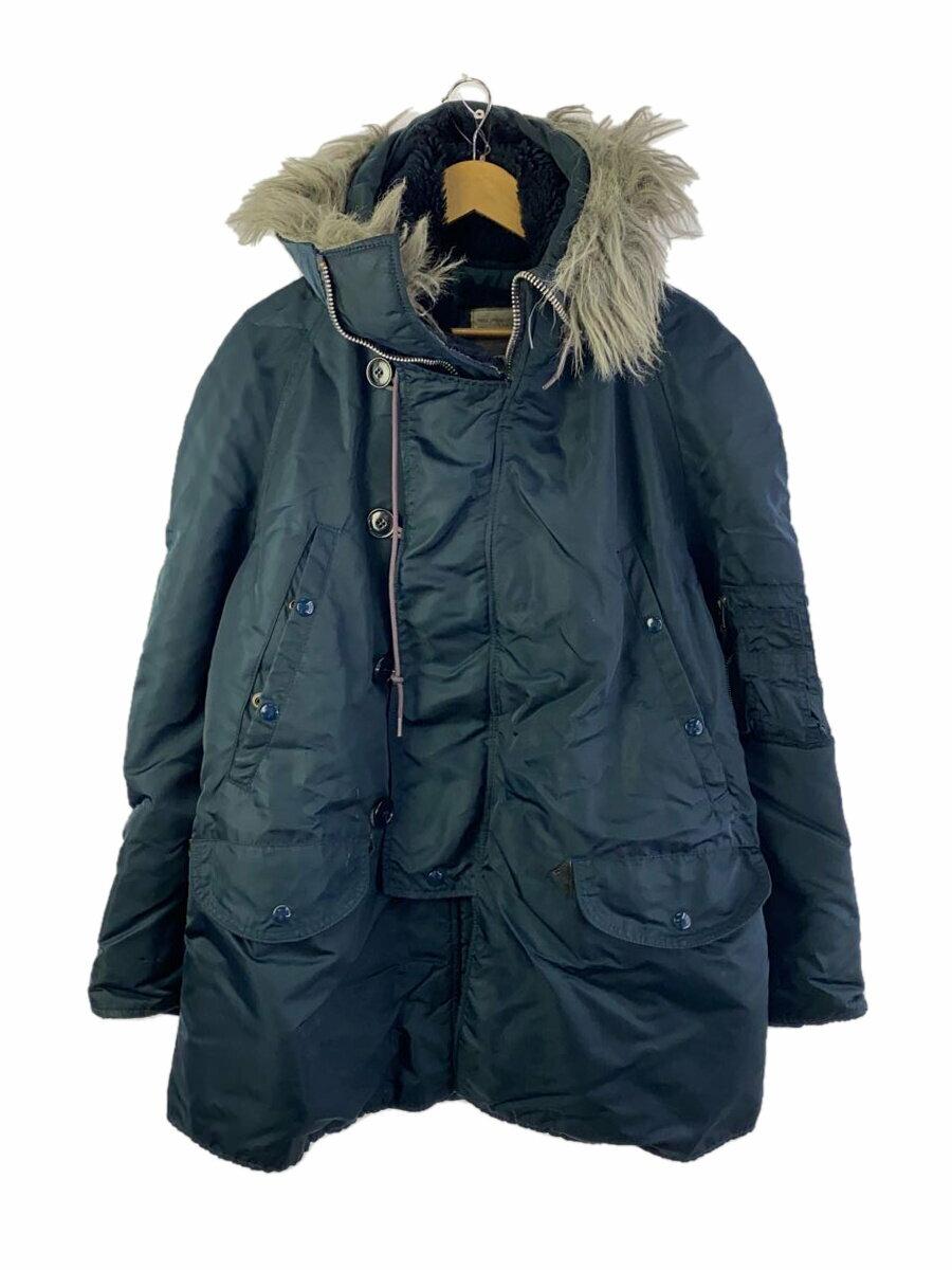 【中古】ALPHA INDUSTRIES◆モッズコート/M/ナイロン/NVY/無地【メンズウェア】