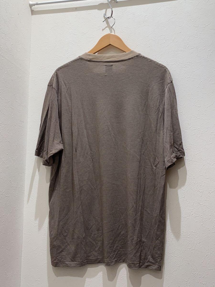 【中古】BATONER◆TROPICAL WOOL T-SHIRT/3/ウール/BEG/ボーダー/BN-23SM-033【メンズウェア】