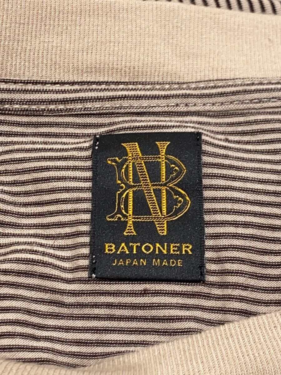 【中古】BATONER◆TROPICAL WOOL T-SHIRT/3/ウール/BEG/ボーダー/BN-23SM-033【メンズウェア】