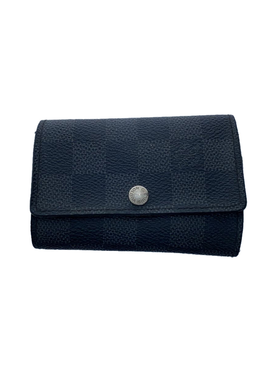 【中古】LOUIS VUITTON◆ミュルティクレ6_ダミエ・グラフィット_BLK/レザー/BLK/レディース【服飾雑貨他】