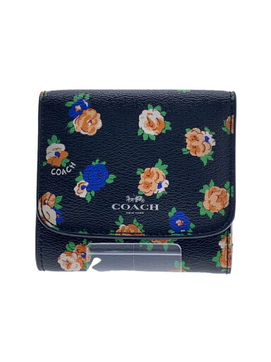 【中古】COACH◆3つ折り財布/レザー/BLK/花柄/レディース【服飾雑貨他】 【中古】COACH◆3つ折り財布/レザー/BLK/花柄/レディース【服飾雑貨他】