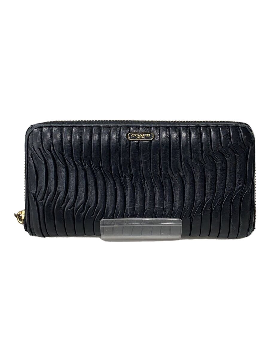 【中古】COACH◆長財布/PVC/BLK/無地/レディース【服飾雑貨他】