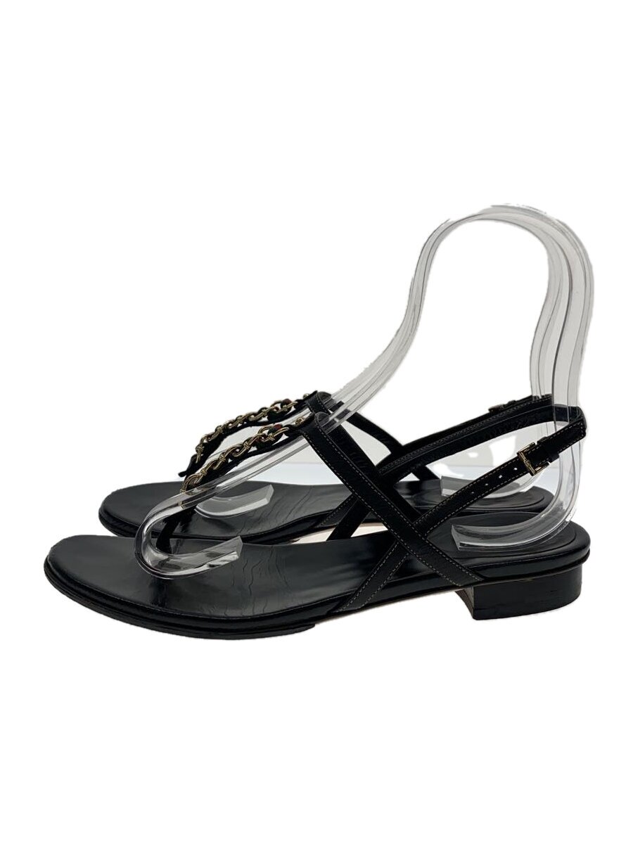 【中古】GUCCI◆サンダル/US6.5/BLK/レザー【シューズ】