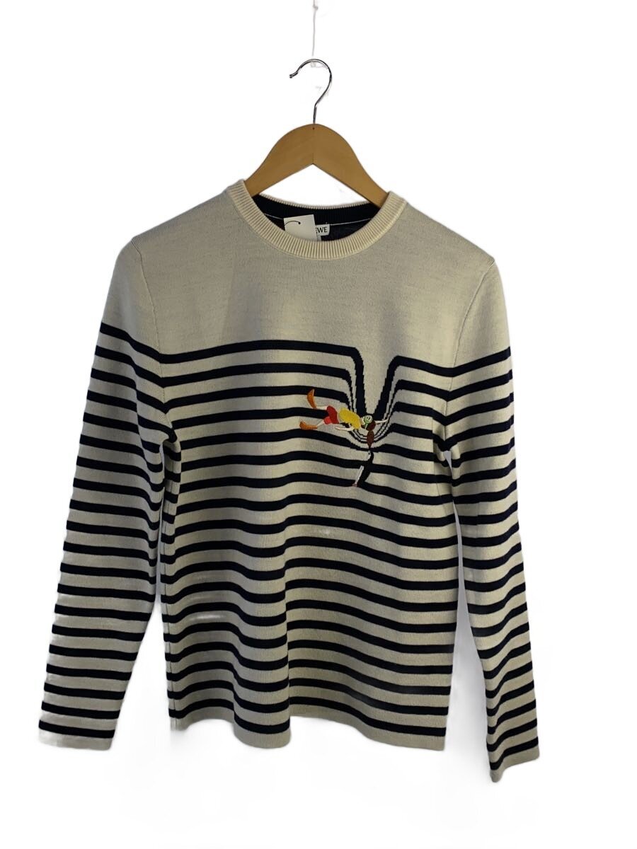 【中古】LOEWE◆×SUNA FUJITA/スナフジタ/クルーネックニット/XS/ウール/NVY/ボーダー/S359Y14KEI【レディースウェア】