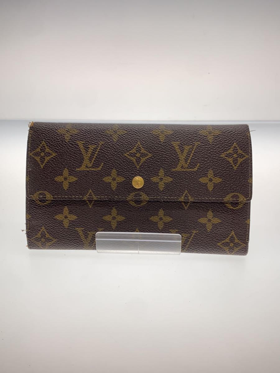 【中古】LOUIS VUITTON◆ポルト・トレゾール・インターナショナル_モノグラム・キャンバス_BRW/PVC/BRW/レディース【服飾雑貨他】