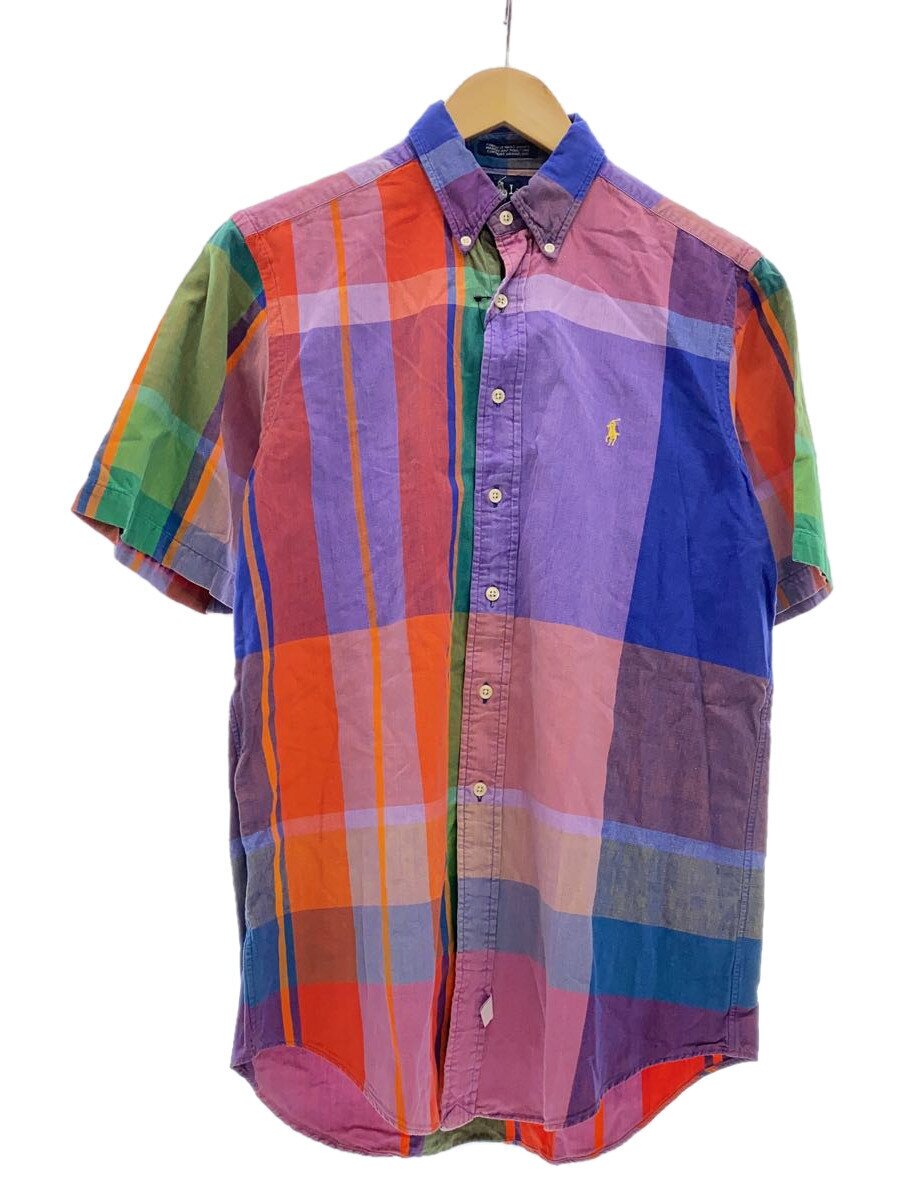 【中古】POLO RALPH LAUREN◆USA製/半袖シャツ/Mサイズ/コットン/マルチカラー/チェック/ポロラルフローレン【メンズウェア】