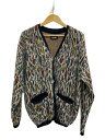 【中古】EXODUS◆MULTI JAGUAR KNIT CARDIGAN/カーディガン(厚手)/M/モヘア/マルチカラー/総柄【メンズウェア】