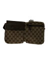 【中古】GUCCI◆ウエストバッグ/レザー/BEG/総柄【バッグ】