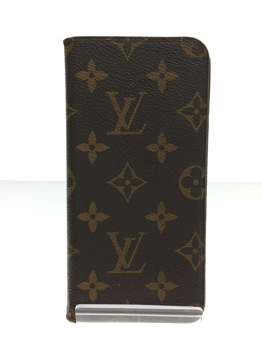 【中古】LOUIS VUITTON◆iphone6+・フォリオ_モノグラム_BLU/PVC/BRW/総柄/メンズ【服飾雑貨他】