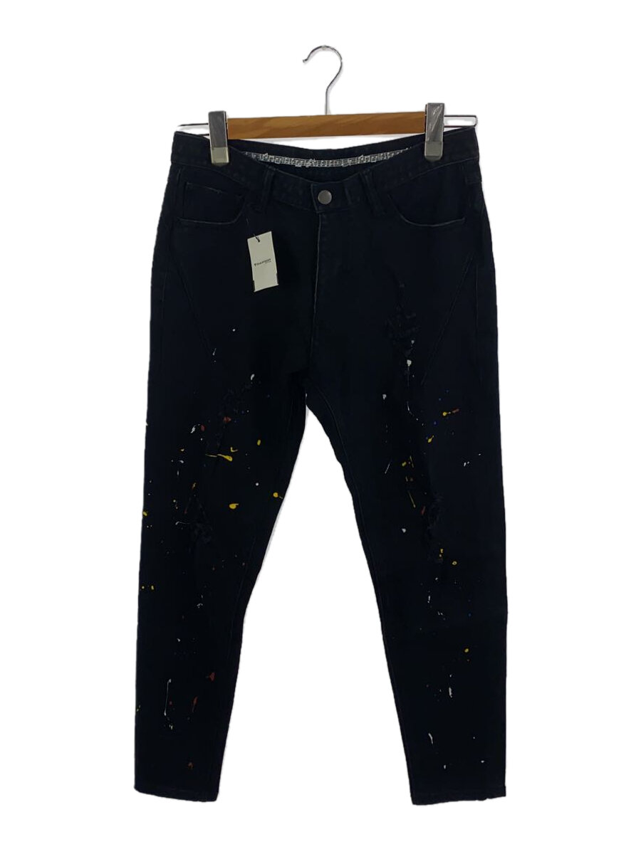 【中古】NUMBER (N)INE◆ストレートパンツ/S/コットン/BLK【メンズウェア】