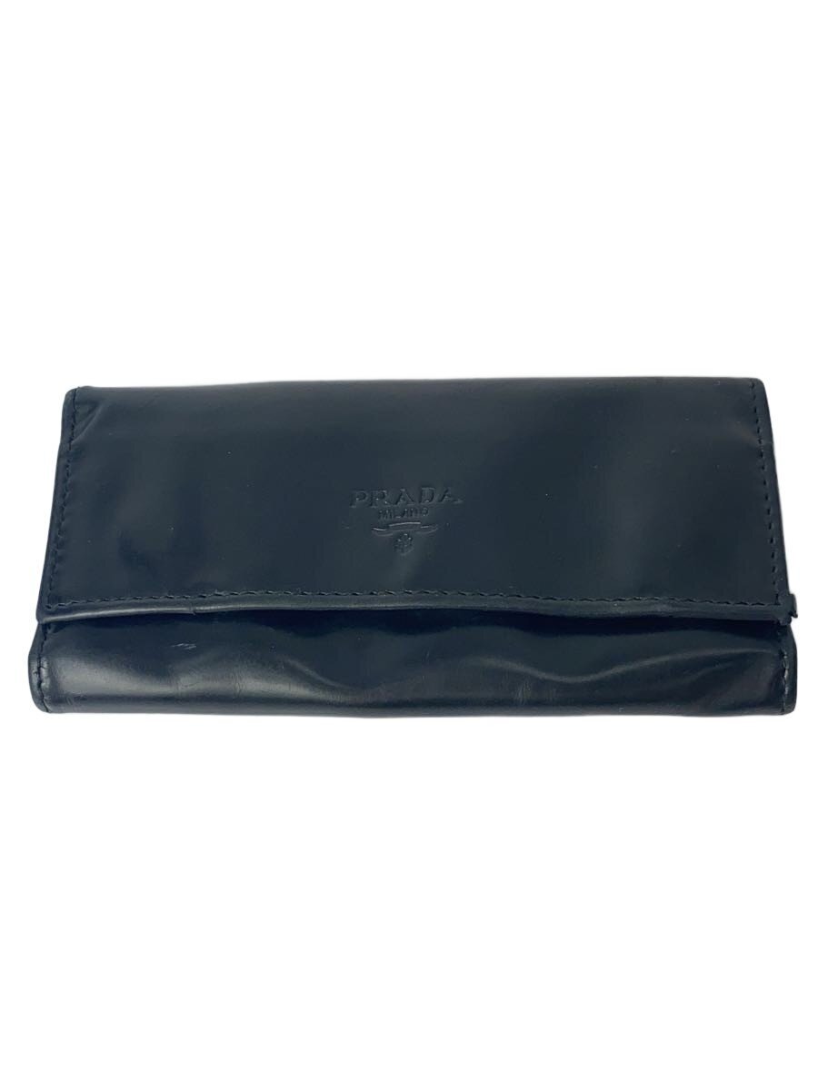 【中古】PRADA◆キーケース/エナメル/BLK/無地/メンズ【服飾雑貨他】