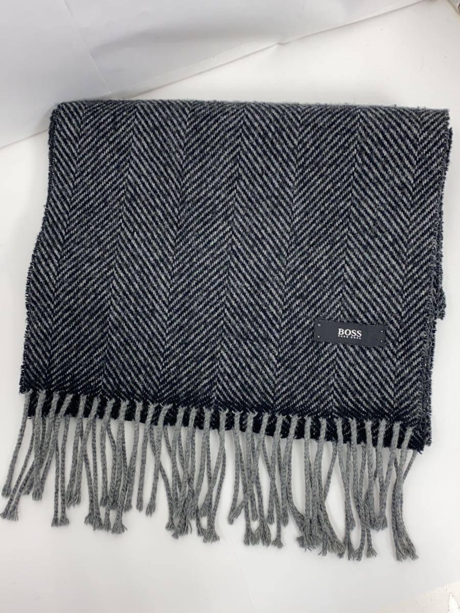 【中古】HUGO BOSS◆マフラー/--/GRY/メ