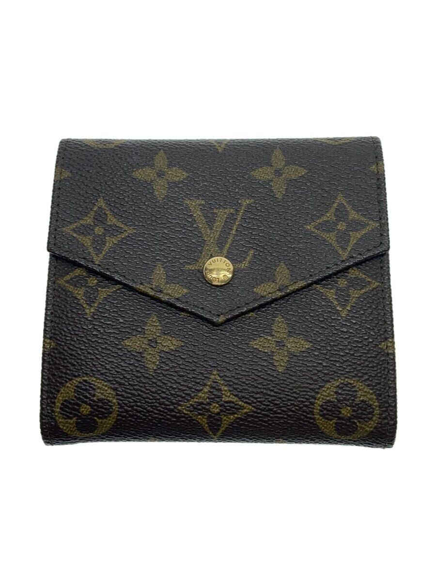 【中古】LOUIS VUITTON◆ポルト・モネ・ビエ・カルト・クレディ_モノグラム・キャンバス_BRW/レザー/BRW/総柄/レディース//【服飾雑貨他】