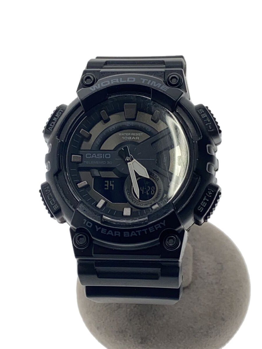 【中古】CASIO◆クォーツ腕時計_その他/デジタル/ラバー/BLK/BLK【服飾雑貨他】
