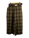 【中古】Tao COMME des GARCONS◆ワイドパンツ/S/ウール/BRW/チェック/TL-P006/AD2023//【レディースウェア】