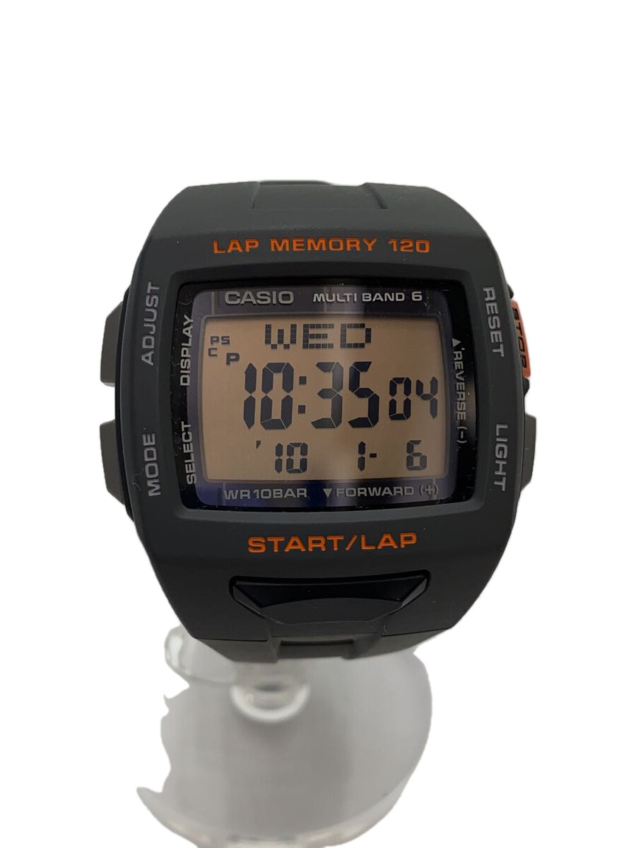 【中古】CASIO◆ソーラー腕時計・PHYS/デジタル/ラバー/BLK/GRY【服飾雑貨他】