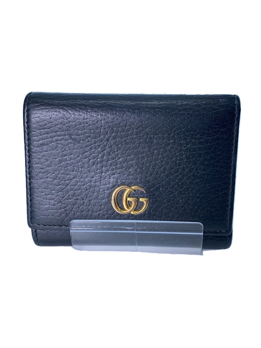 【中古】GUCCI◆3つ折り財布/レザー/BLK/レディース/474746・2091【服飾雑貨他】
