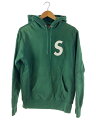 【中古】Supreme◆S LOGO HOODEDPULLOVER/パーカー/S/コットン/GRN/無地/ヤケ有//【メンズウェア】
