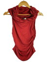 【中古】anuans◆オフショルカットギャザートップス/FREE/レーヨン/RED/無地【レディースウェア】