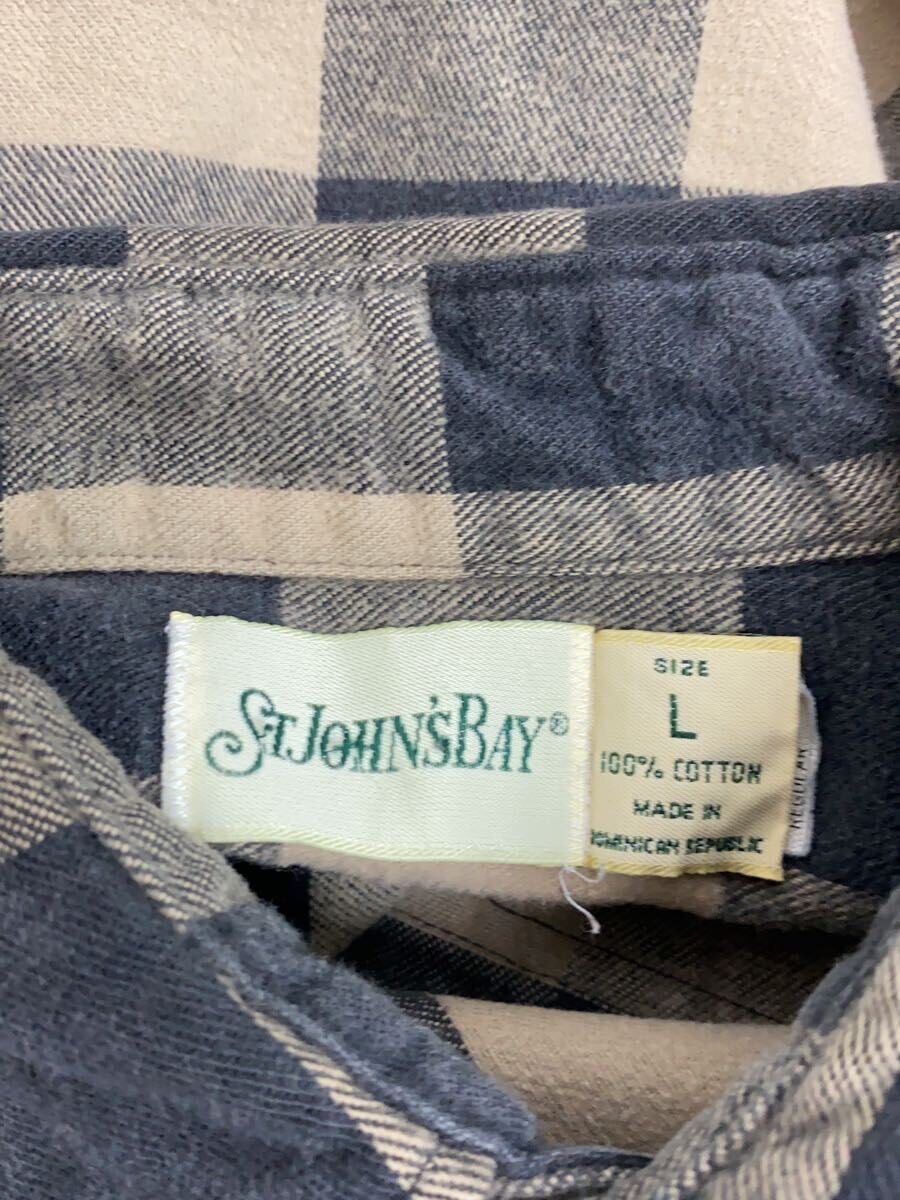 【中古】ST JOHN’S BAY◆90s/ネルシャツ/L/コットン/BEG/チェック/ブロックチェック/ヘビーネル【メンズウェア】