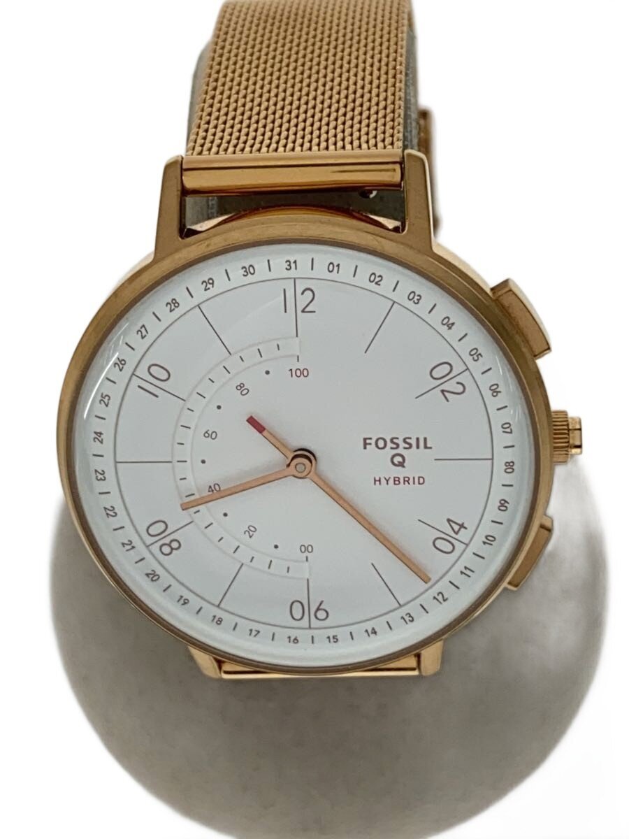 FOSSIL - 【中古】FOSSIL◆クォーツ腕時計/アナログ/--/WHT/GLD【服飾雑貨他】