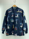 【中古】カーディガン(厚手)/--/コットン/NVY/総柄//【メンズウェア】