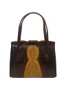 【中古】クロコダイル/がま口/ハンドバッグ/レザー/BRW【バッグ】