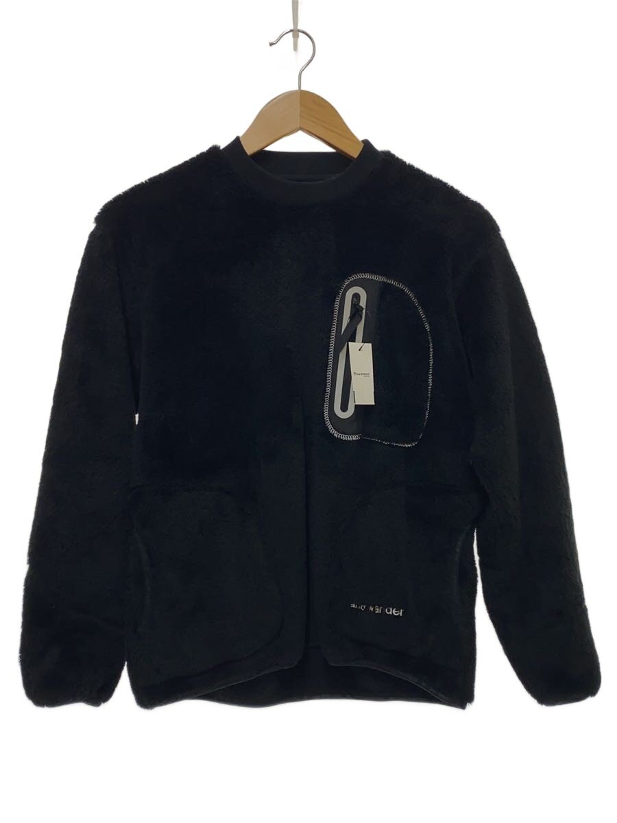 and wander◆HIGH LOFT FLEECE PULLOVER/スウェット/0/ポリエステル/BLK