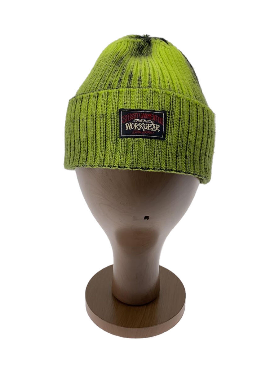 【中古】STUSSY◆CUFF BEANIE SPRAY LIME/ニ