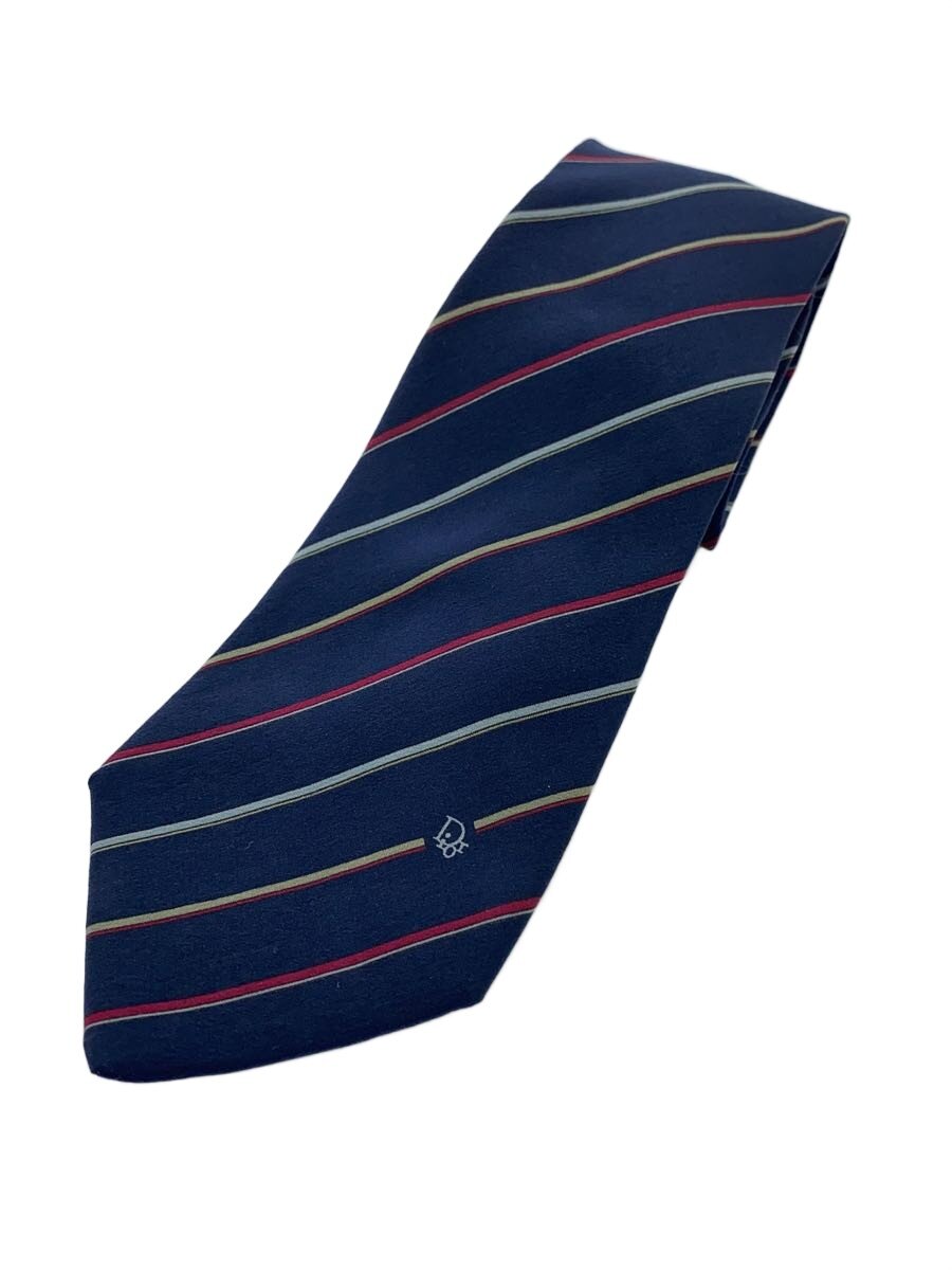 【中古】Christian Dior MONSIEUR◆ネクタイ/シルク/NVY/ストライプ/メンズ【服飾雑貨他】