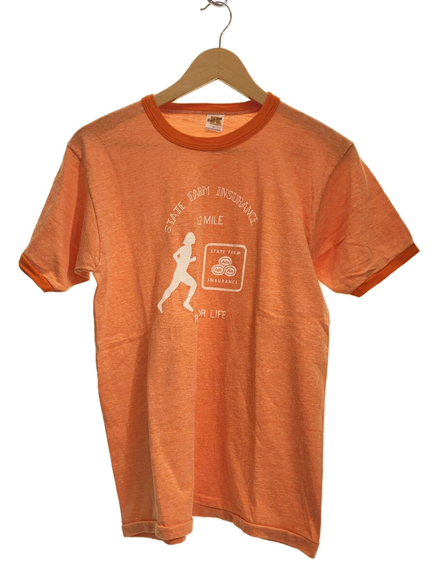 RUSSELL ATHLETIC◆70s/金タグ/STATE FARM INSURANCE/リンガーTシャツ/M/コットン/ORN/プリント