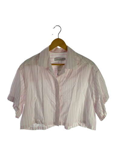 【中古】MAISON KITSUNE◆半袖ブラウス/34/コットン/PNK/ストライプ/lw00467wc2024【レディースウェア】 【中古】MAISON KITSUNE◆半袖ブラウス/34/コットン/PNK/ストライプ/lw00467wc2024【レディースウェア】
