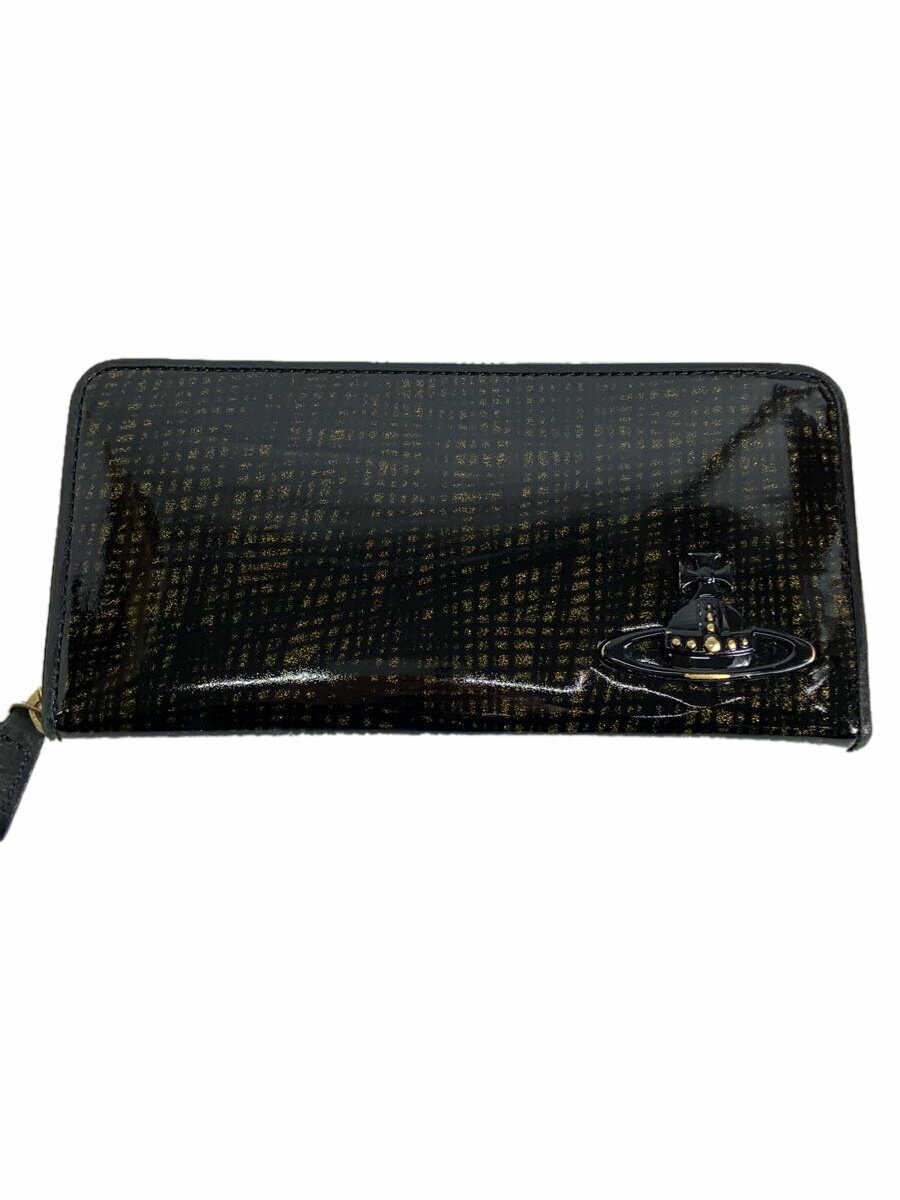 【中古】Vivienne Westwood◆長財布/ブラック/レディース/オーブ/エナメルラウンドジップロングウォレット【服飾雑貨他】