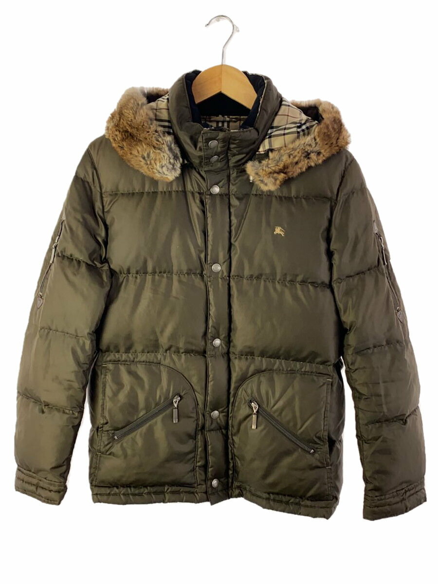 【中古】BURBERRY BLACK LABEL◆ダウンジャケット/M/牛革/KHK/BMP04-533-78【メンズウェア】