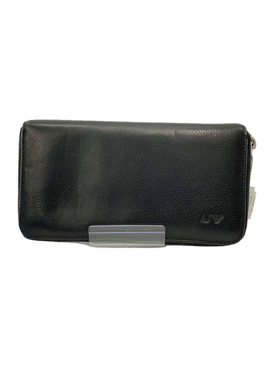 【中古】EMPORIO ARMANI◆長財布/レザー/BLK/メンズ【服飾雑貨他】