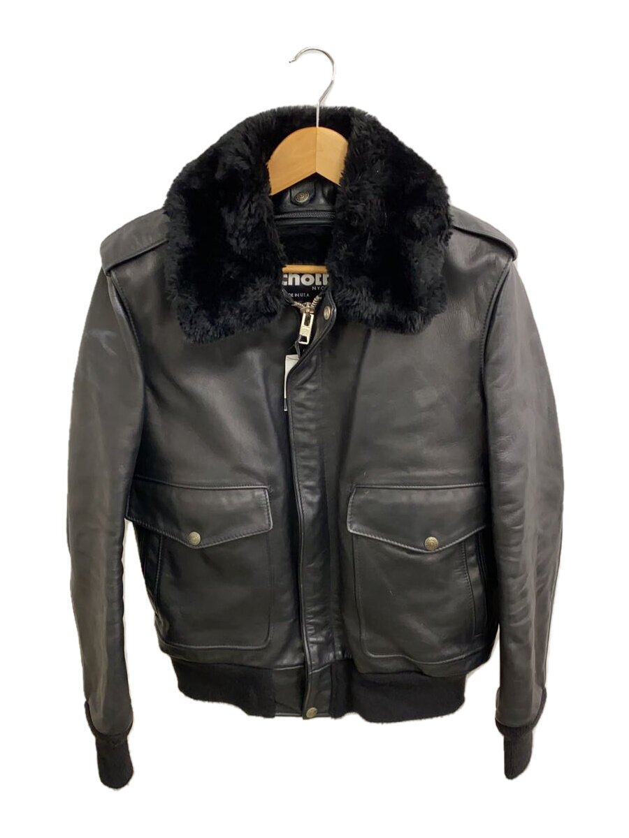 【中古】Schott◆レザージャケット・ブルゾン/36/レザー/BLK/184SM//【メンズウェア】