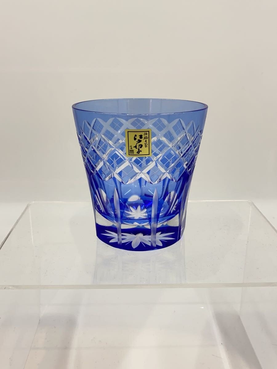 【中古】江戸切子◆ロックグラス/BLU/TG08-26-1【キッチン用品】