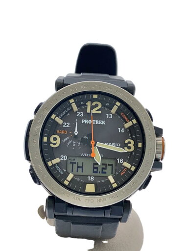 【中古】CASIO◆ソーラー腕時計・PROTREK/デジアナ/ラバー/BLK/BLK【服飾雑貨他】 【中古】CASIO◆ソーラー腕時計・PROTREK/デジアナ/ラバー/BLK/BLK【服飾雑貨他】